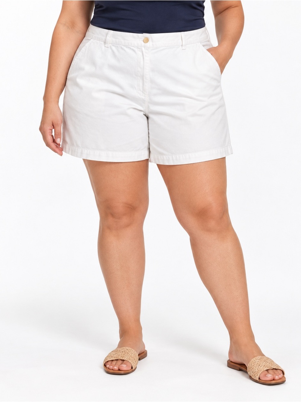 Lauren Ralph Lauren Shorts Womens 20W White Cotton Chino Bermuda Casual